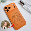 Custom Photo Line Art Case-Pebbled Leather