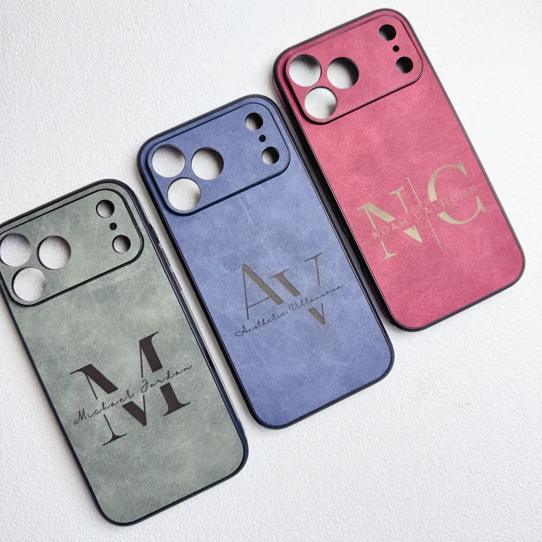 Custom Name Logo Engraved Phone Case– Suede