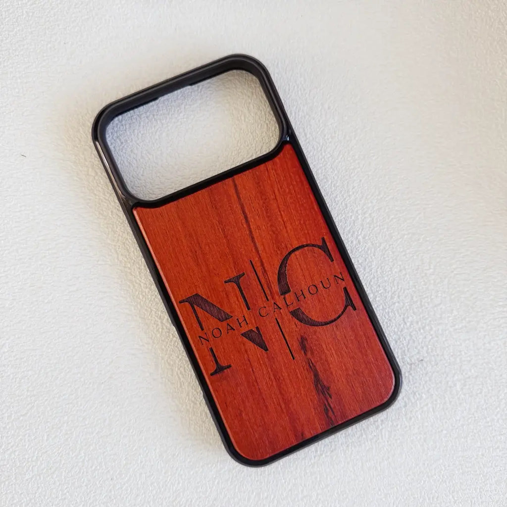 Custom Name Logo Engraved Phone Case – Wood