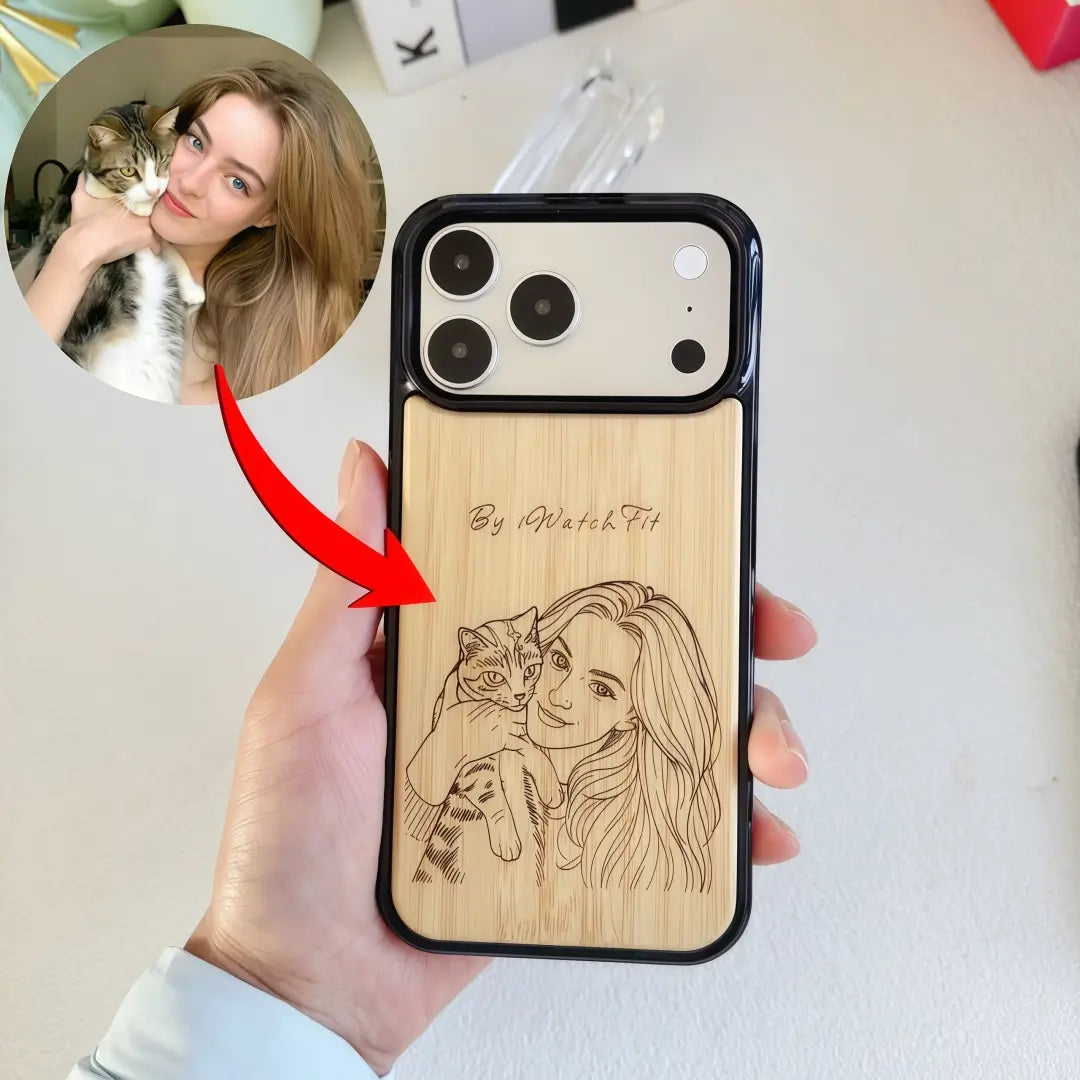 Custom Photo Line Art Case-Wood
