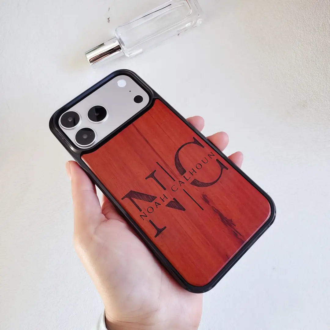 Custom Name Logo Engraved Phone Case – Wood