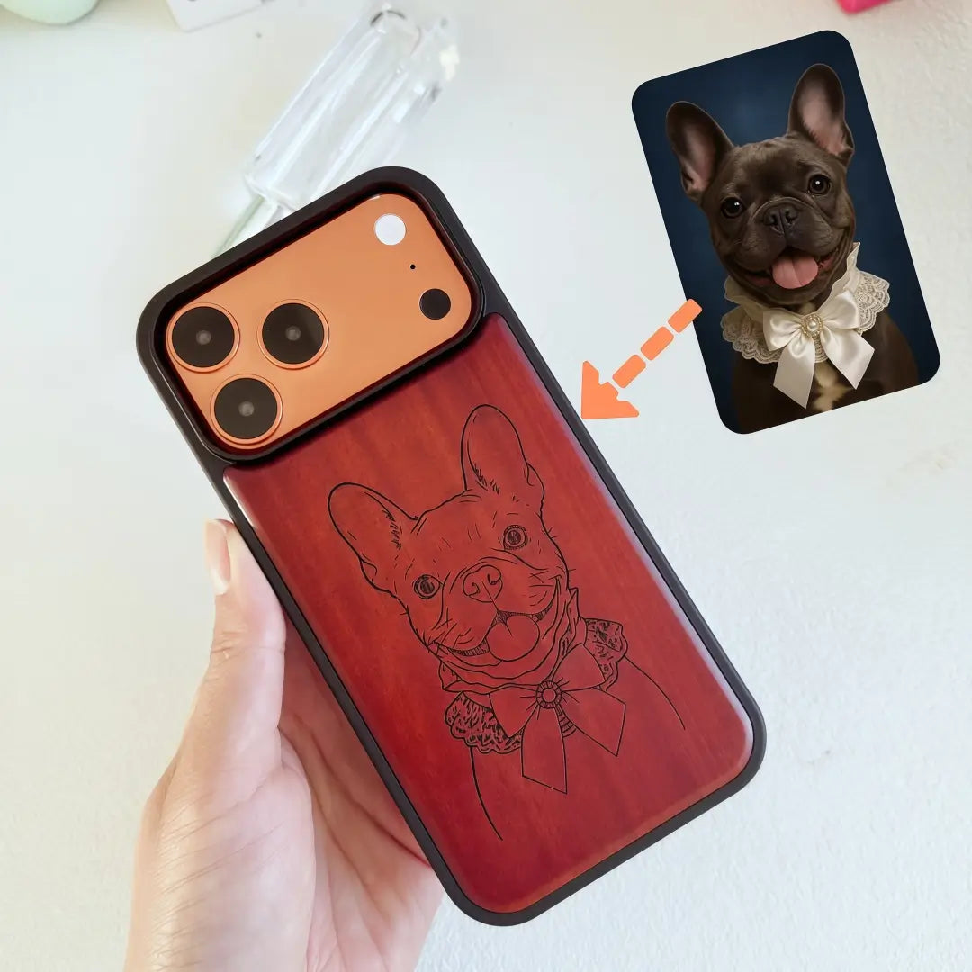 Custom Photo Line Art Case-Wood