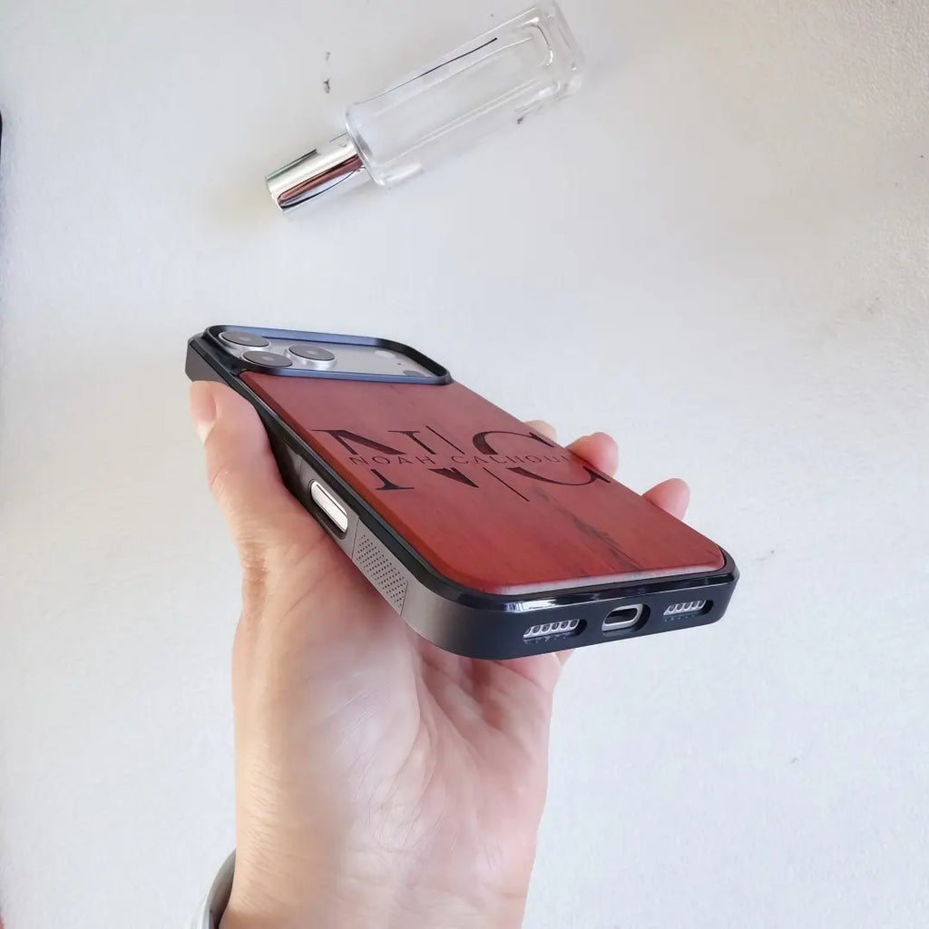 Custom Name Logo Engraved Phone Case – Wood