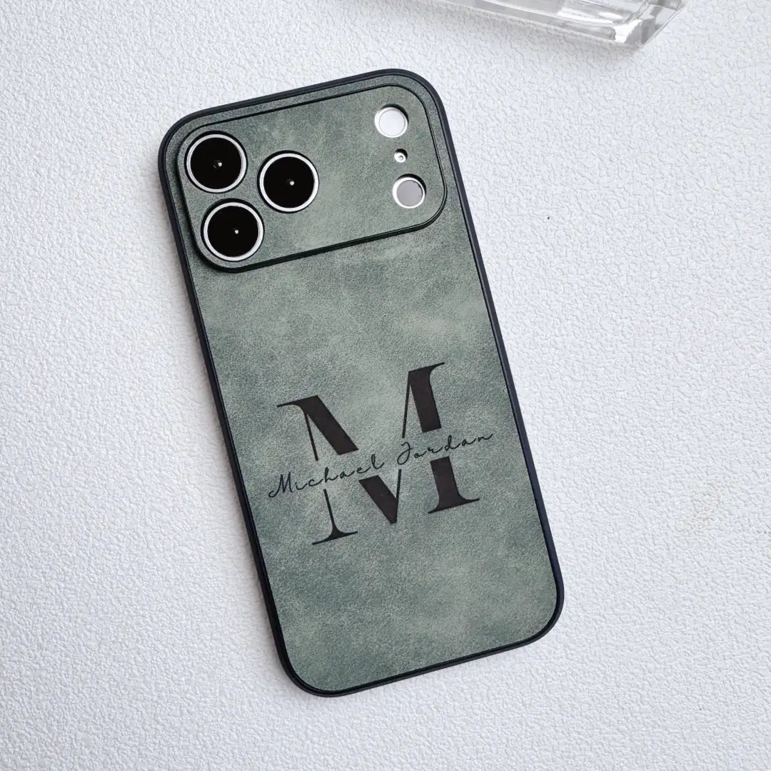 Custom Name Logo Engraved Phone Case– Suede
