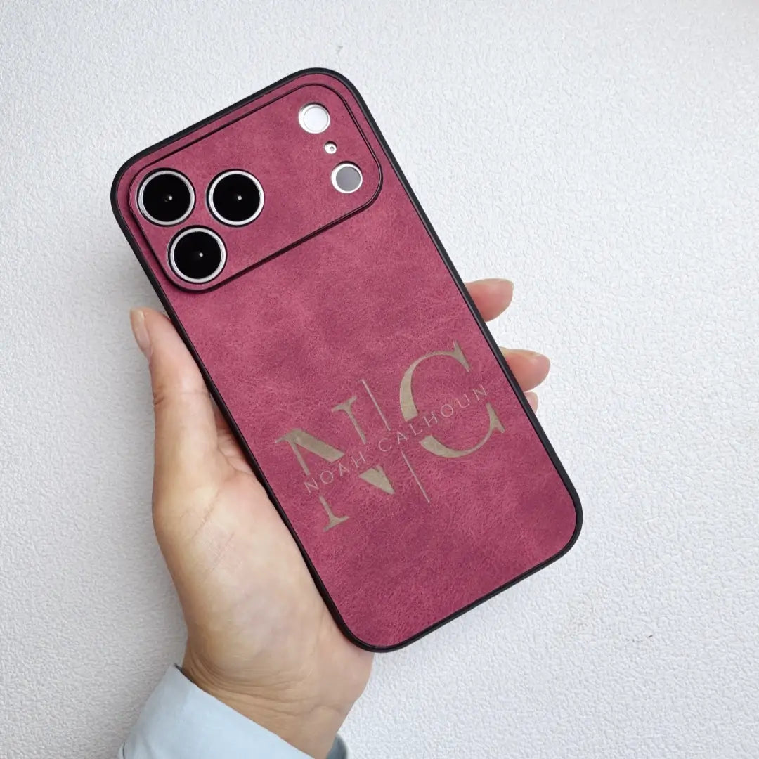 Custom Name Logo Engraved Phone Case– Suede