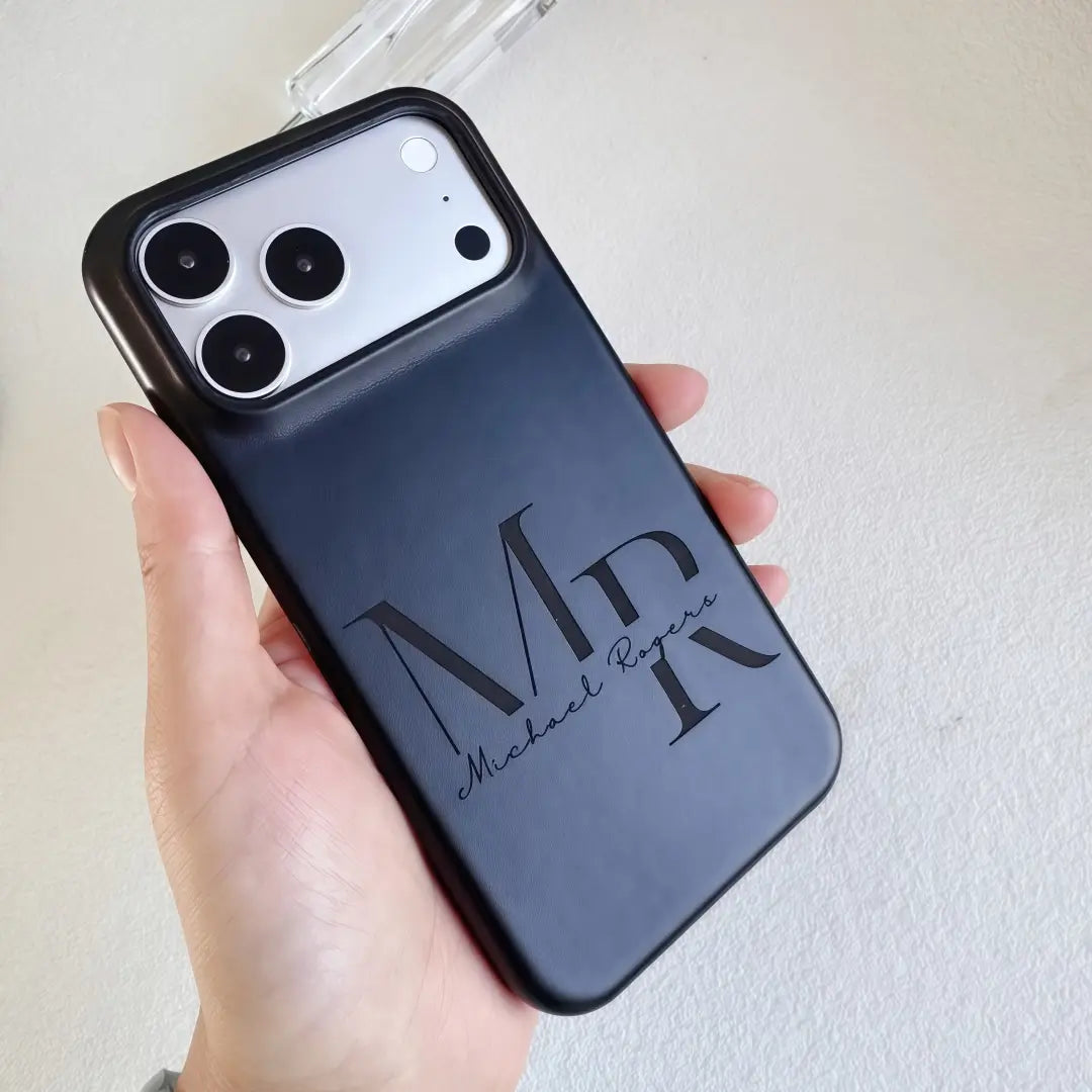 Custom Name Logo Engraved Phone Case – Lambskin