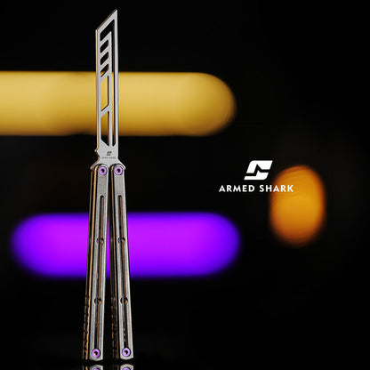 Armed Shark Krake Raken Titanium Silvery balisong trainer