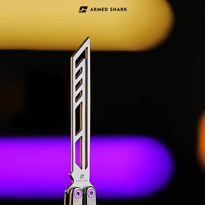 Armed Shark Krake Raken Titanium Silvery balisong trainer