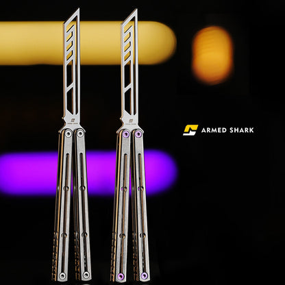 Armed Shark Krake Raken Titanium Silvery balisong trainer