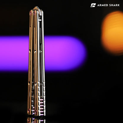 Armed Shark Krake Raken Titanium Silvery balisong trainer