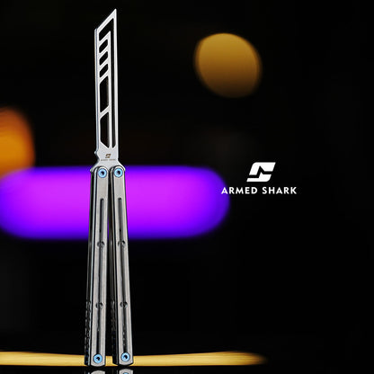 Armed Shark Krake Raken Titanium Silvery balisong trainer